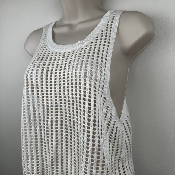 Love Tree Open Knit Top Blouse Sleeveless Cream Large Boho Festival Beach Hippie - Picture 5 of 11